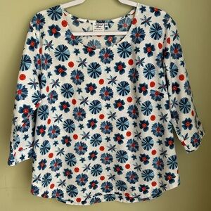 National Picnic round neck cotton top. Americana colors, handmade in USA size XL